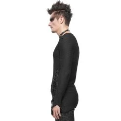 DEVIL FASHION T-Shirt Manches Longues Asymétrique 'Titan' Noir -ALCHEMY GOTHIC shop t shirt manches longues asymetrique titan noir 8