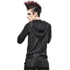 DEVIL FASHION T-Shirt Manches Longues 'Diablo Shabby' à Capuche Noir -ALCHEMY GOTHIC shop t shirt manches longues diablo shabby a capuche noir 2