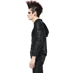 DEVIL FASHION T-Shirt Manches Longues 'Diablo Shabby' à Capuche Noir -ALCHEMY GOTHIC shop t shirt manches longues diablo shabby a capuche noir 3