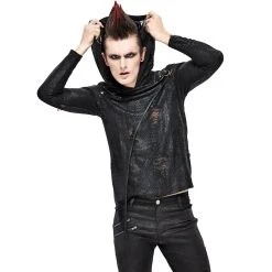 DEVIL FASHION T-Shirt Manches Longues 'Diablo Shabby' à Capuche Noir -ALCHEMY GOTHIC shop t shirt manches longues diablo shabby a capuche noir 7