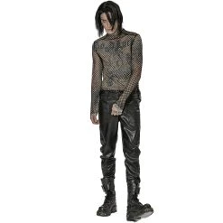 PUNK RAVE T-Shirt Manches Longues 'Xanthus' En Résille Noire -ALCHEMY GOTHIC shop t shirt manches longues xanthus en resille noire 7