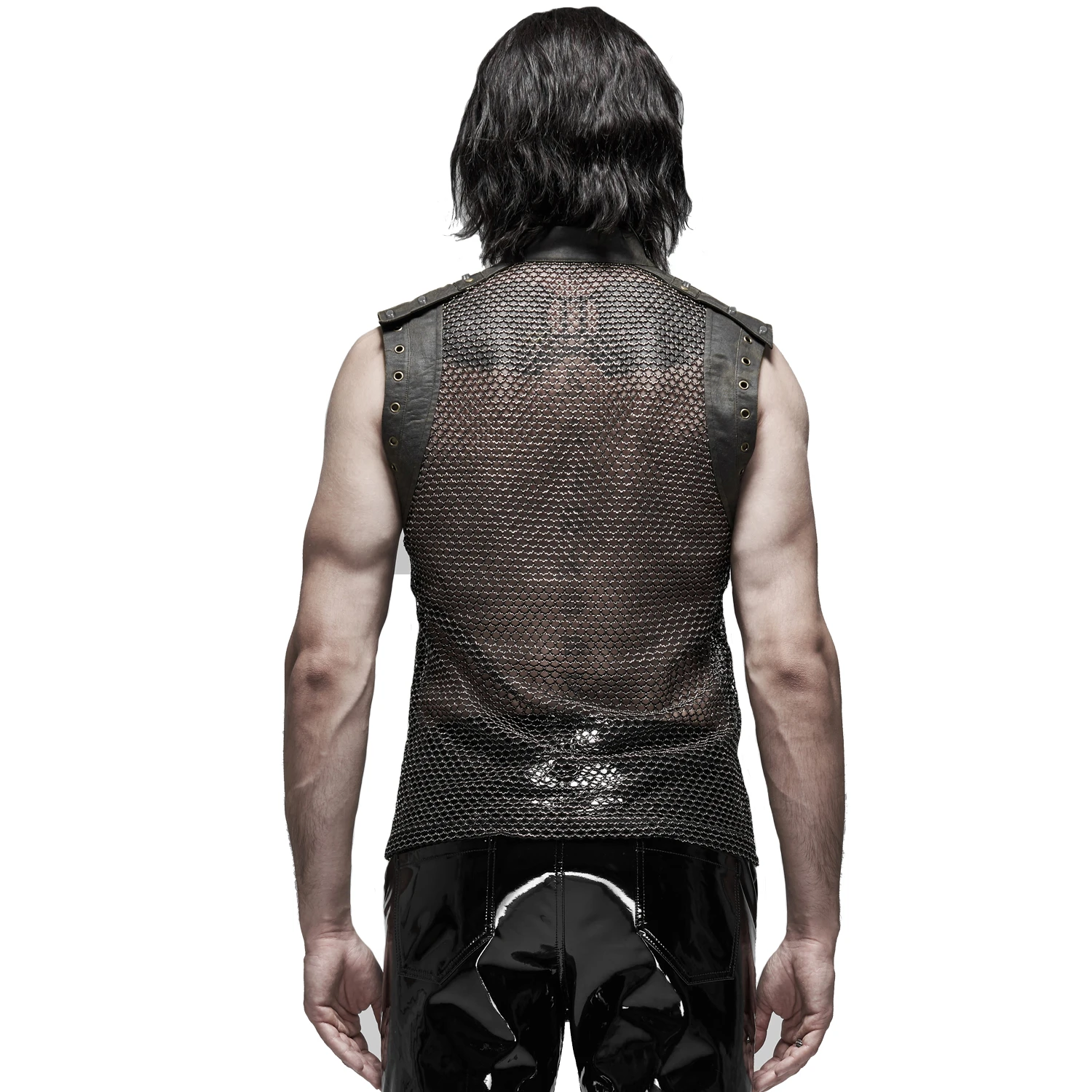 PUNK RAVE T-Shirt Sans Manches 'Burning Man' En Résille Marron 5 PUNK RAVE T-Shirt Sans Manches 'Burning Man' En Résille Marron – Image 3