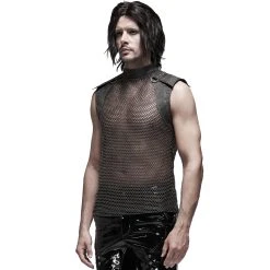 PUNK RAVE T-Shirt Sans Manches 'Burning Man' En Résille Marron 17 PUNK RAVE T-Shirt Sans Manches 'Burning Man' En Résille Marron -ALCHEMY GOTHIC shop t shirt sans manches burning man en resille marron 4