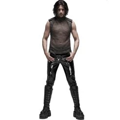 PUNK RAVE T-Shirt Sans Manches 'Burning Man' En Résille Marron 18 PUNK RAVE T-Shirt Sans Manches 'Burning Man' En Résille Marron -ALCHEMY GOTHIC shop t shirt sans manches burning man en resille marron 5