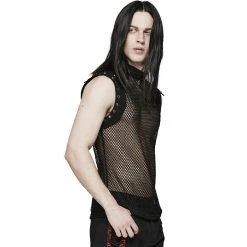 PUNK RAVE T-Shirt Sans Manches 'Burning Man' En Résille Noire 20 PUNK RAVE T-Shirt Sans Manches 'Burning Man' En Résille Noire -ALCHEMY GOTHIC shop t shirt sans manches burning man en resille noire 3