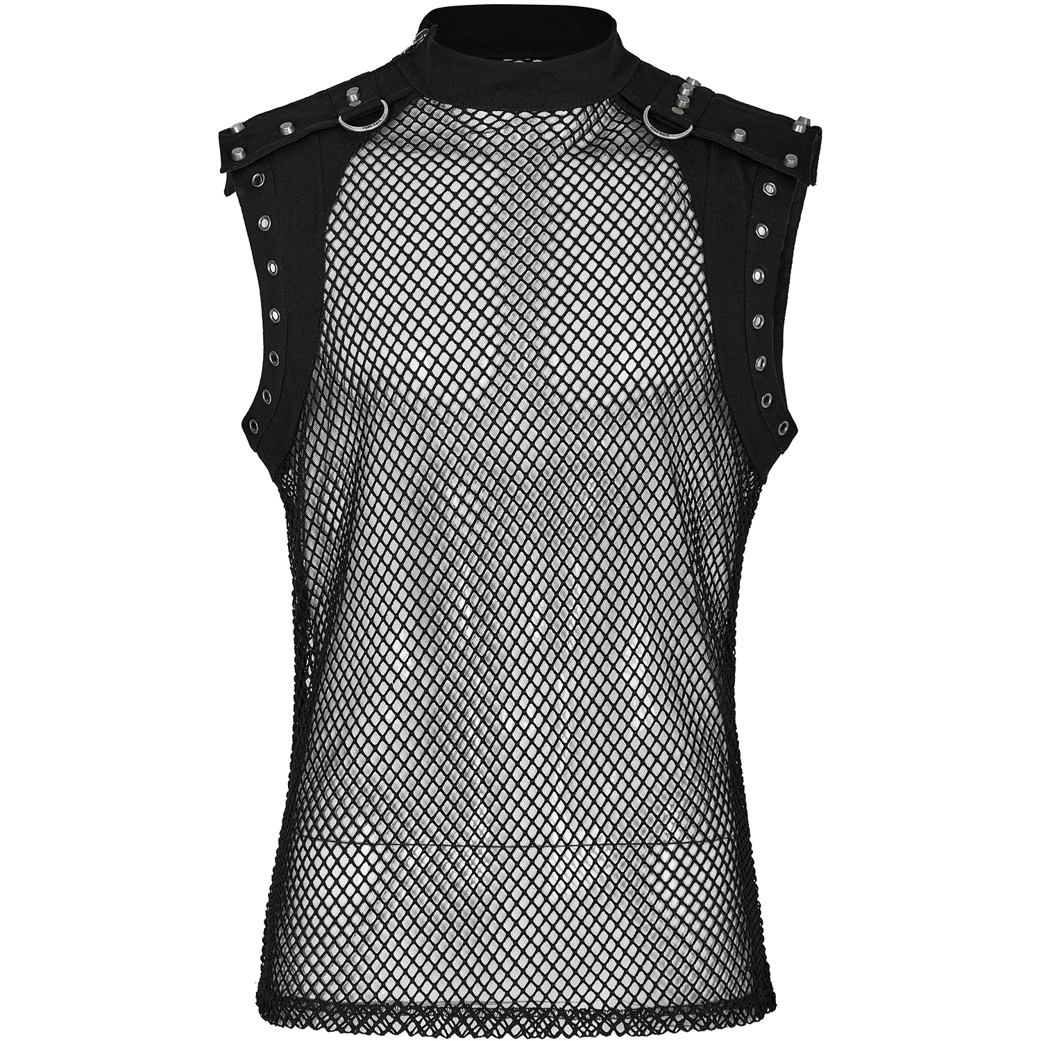 PUNK RAVE T-Shirt Sans Manches 'Burning Man' En Résille Noire 3 PUNK RAVE T-Shirt Sans Manches 'Burning Man' En Résille Noire