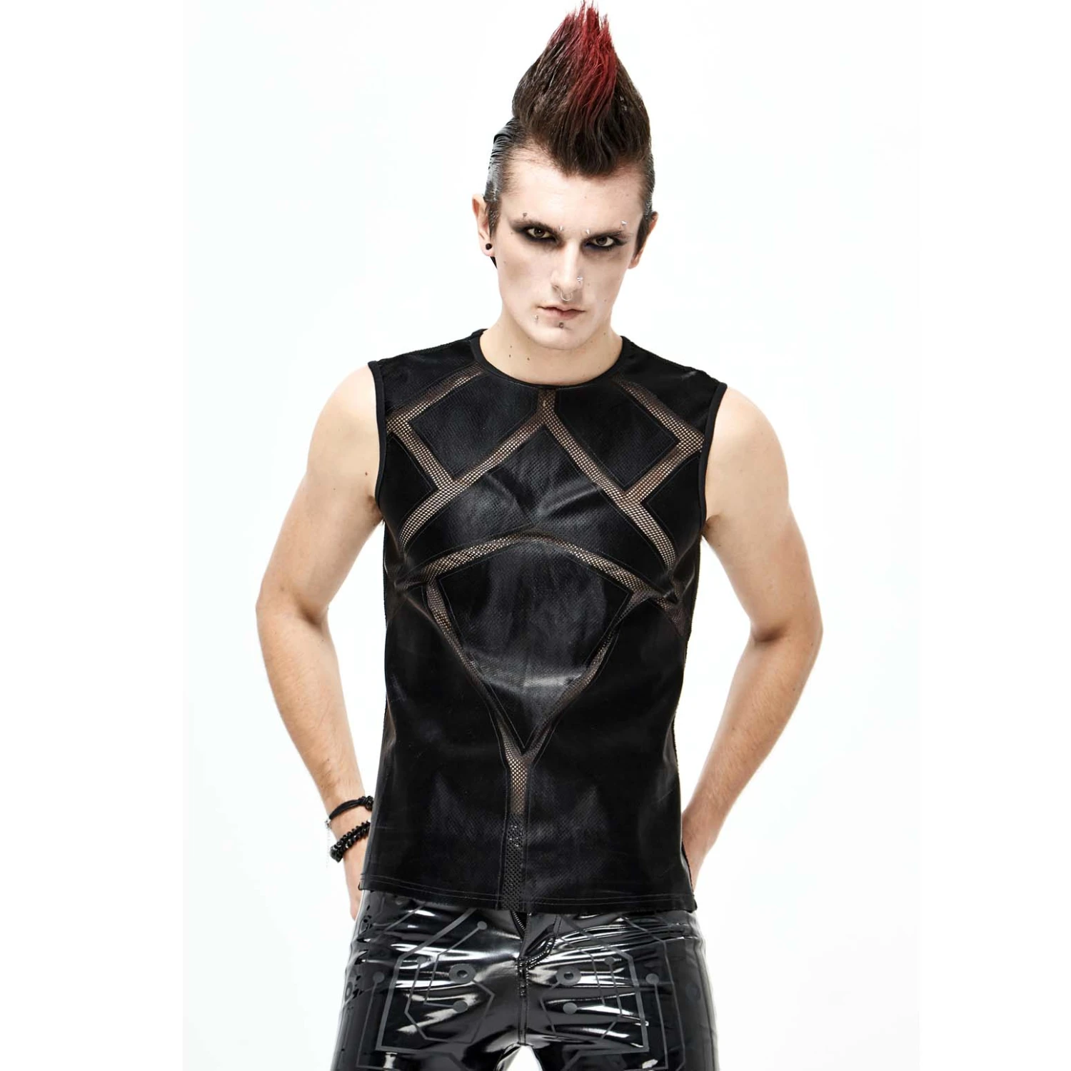 DEVIL FASHION T-Shirt Sans Manches 'Patchwork' Pour Hommes 4 DEVIL FASHION T-Shirt Sans Manches 'Patchwork' Pour Hommes – Image 2