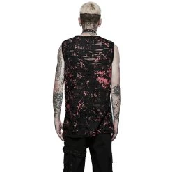 PUNK RAVE T-Shirt Sans Manches 'Printing Punk' Noir Et Rouge -ALCHEMY GOTHIC shop t shirt sans manches printing punk noir et rouge 2