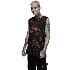 PUNK RAVE T-Shirt Sans Manches 'Printing Punk' Noir Et Rouge -ALCHEMY GOTHIC shop t shirt sans manches printing punk noir et rouge 3