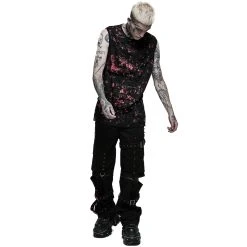 PUNK RAVE T-Shirt Sans Manches 'Printing Punk' Noir Et Rouge -ALCHEMY GOTHIC shop t shirt sans manches printing punk noir et rouge 5