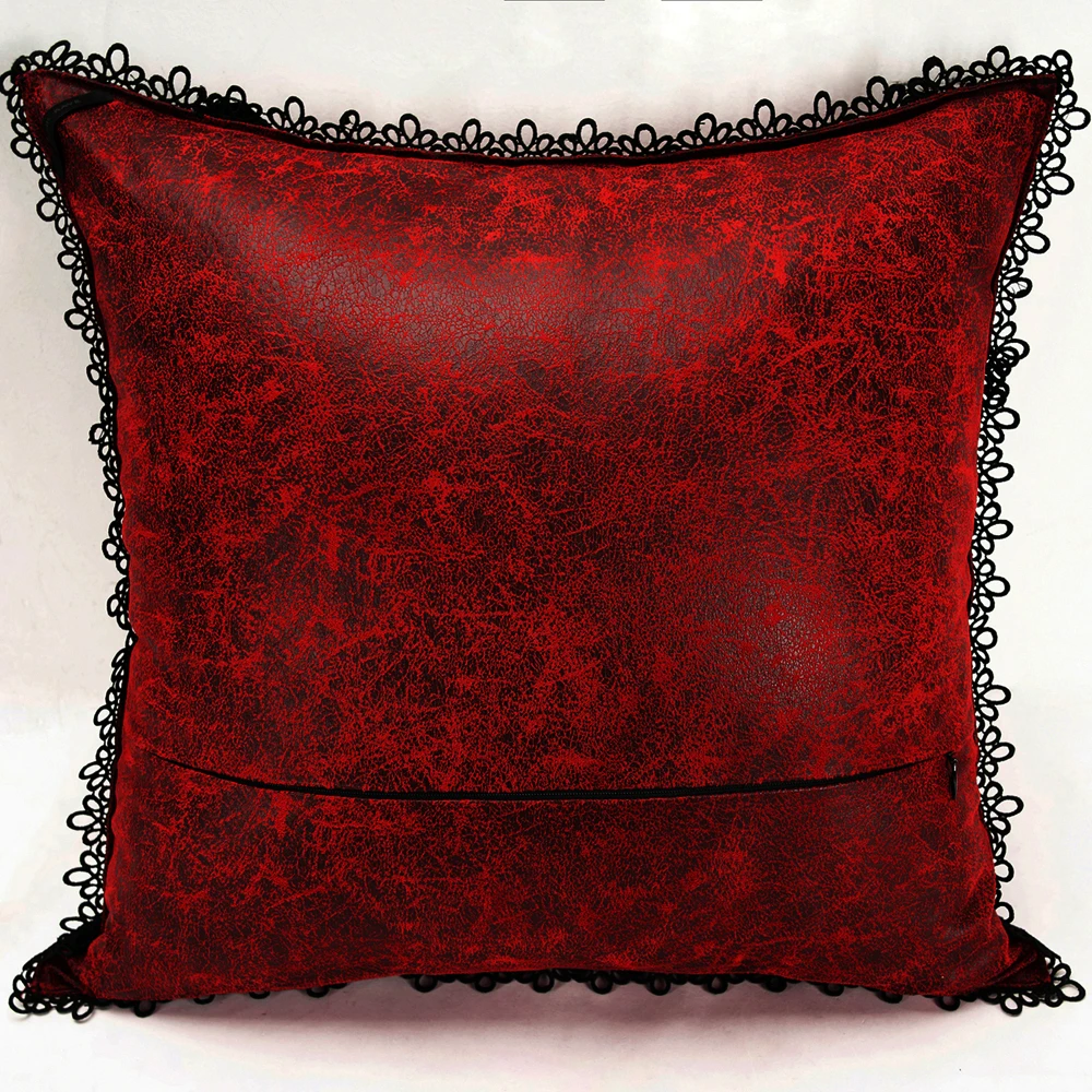 PUNK RAVE Taie D'Oreiller Décorative 'Gothic Cozy' Rouge 4 PUNK RAVE Taie D'Oreiller Décorative 'Gothic Cozy' Rouge – Image 2