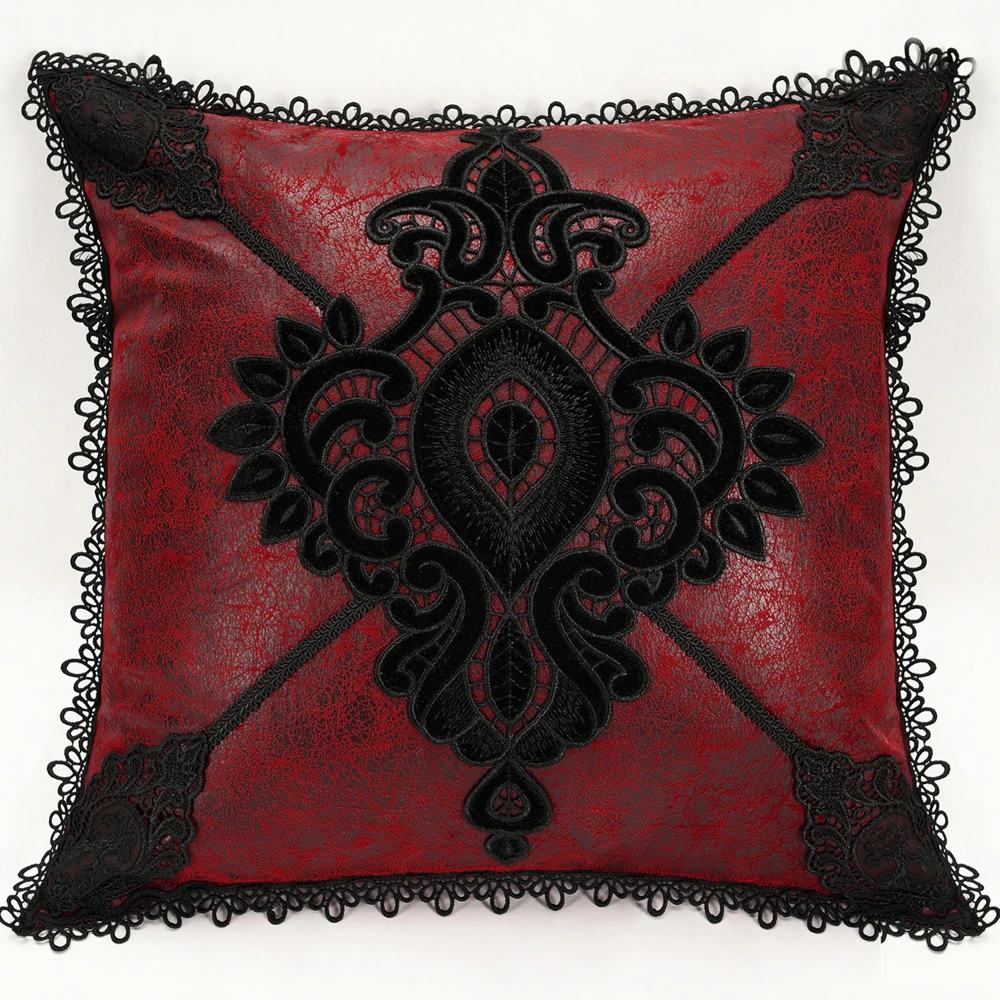 PUNK RAVE Taie D'Oreiller Décorative 'Gothic Cozy' Rouge 3 PUNK RAVE Taie D'Oreiller Décorative 'Gothic Cozy' Rouge