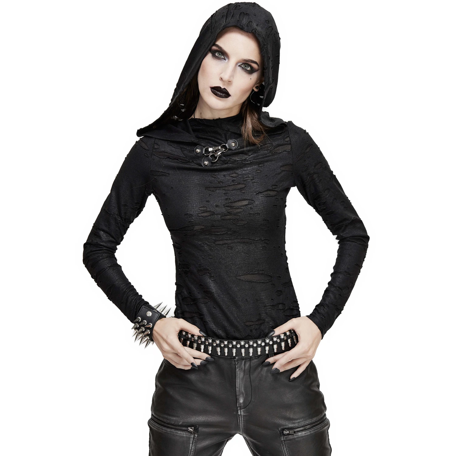 DEVIL FASHION Haut Manches Longues 'Badriyah' Noir Avec Capuche... 4 DEVIL FASHION Haut Manches Longues 'Badriyah' Noir Avec Capuche... – Image 2