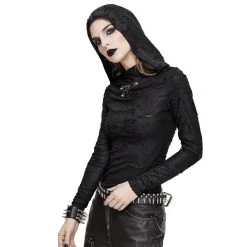 DEVIL FASHION Haut Manches Longues 'Badriyah' Noir Avec Capuche... 31 DEVIL FASHION Haut Manches Longues 'Badriyah' Noir Avec Capuche... -ALCHEMY GOTHIC shop top a capuche asymetrique cyber game noir 29