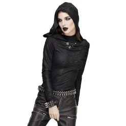 DEVIL FASHION Haut Manches Longues 'Badriyah' Noir Avec Capuche... 34 DEVIL FASHION Haut Manches Longues 'Badriyah' Noir Avec Capuche... -ALCHEMY GOTHIC shop top a capuche asymetrique cyber game noir 32