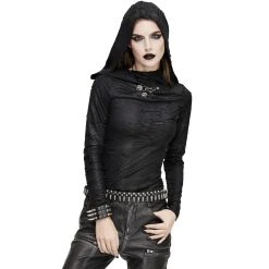 DEVIL FASHION Haut Manches Longues 'Badriyah' Noir Avec Capuche... 35 DEVIL FASHION Haut Manches Longues 'Badriyah' Noir Avec Capuche... -ALCHEMY GOTHIC shop top a capuche asymetrique cyber game noir 33
