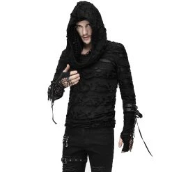 DEVIL FASHION Top à Capuche 'Gothic Damage' Noir -ALCHEMY GOTHIC shop top a capuche gothic damage noir 1