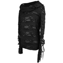 DEVIL FASHION Top à Capuche 'Gothic Damage' Noir -ALCHEMY GOTHIC shop top a capuche gothic damage noir 11