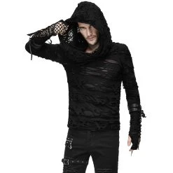 DEVIL FASHION Top à Capuche 'Gothic Damage' Noir -ALCHEMY GOTHIC shop top a capuche gothic damage noir 5