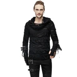 DEVIL FASHION Top à Capuche 'Gothic Damage' Noir -ALCHEMY GOTHIC shop top a capuche gothic damage noir 6
