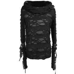 DEVIL FASHION Top à Capuche 'Gothic Damage' Noir -ALCHEMY GOTHIC shop top a capuche gothic damage noir 9