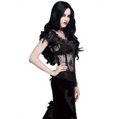 Eva Lady Top à Manches Courtes 'Mystic' Noir 21 Eva Lady Top à Manches Courtes 'Mystic' Noir -ALCHEMY GOTHIC shop top a manches courtes mystic noir 3