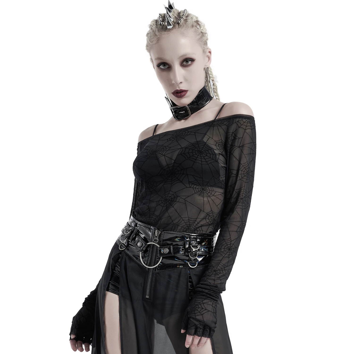 PUNK RAVE Top à Manches Longues 'Araneidae' Noir 4 PUNK RAVE Top à Manches Longues 'Araneidae' Noir – Image 2