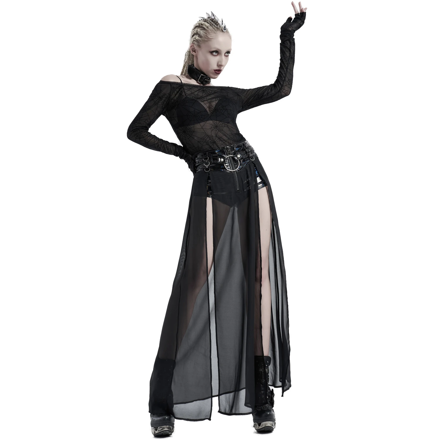 PUNK RAVE Top à Manches Longues 'Araneidae' Noir 7 PUNK RAVE Top à Manches Longues 'Araneidae' Noir – Image 5