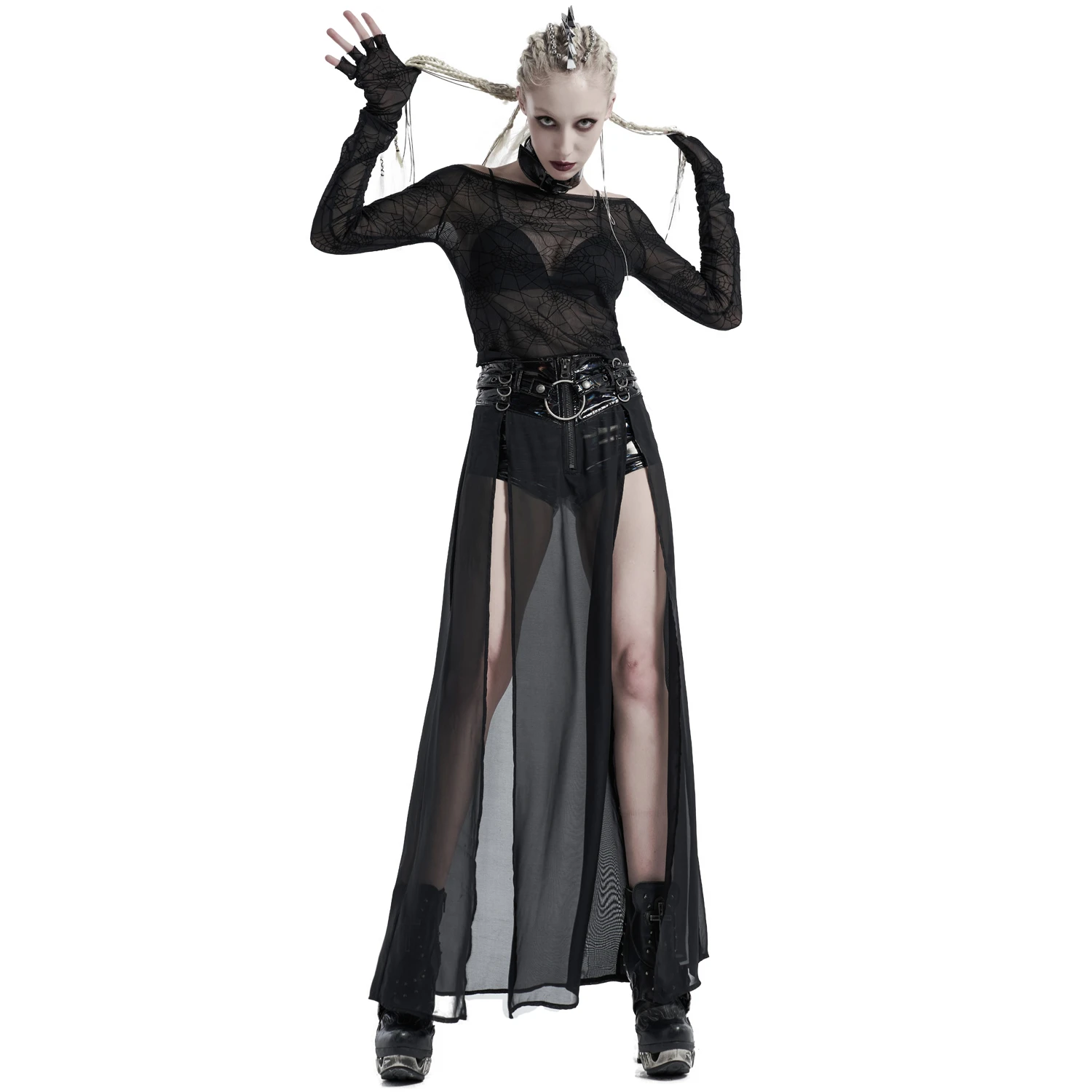 PUNK RAVE Top à Manches Longues 'Araneidae' Noir 9 PUNK RAVE Top à Manches Longues 'Araneidae' Noir – Image 7