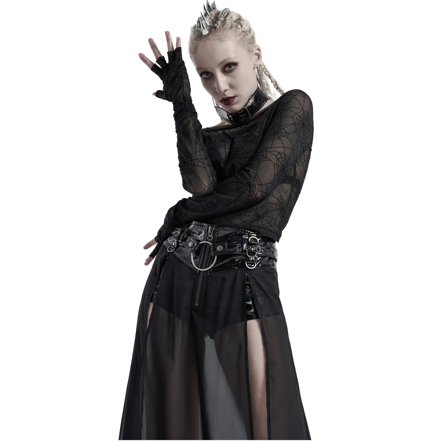 PUNK RAVE Top à Manches Longues 'Araneidae' Noir 11 PUNK RAVE Top à Manches Longues 'Araneidae' Noir – Image 9