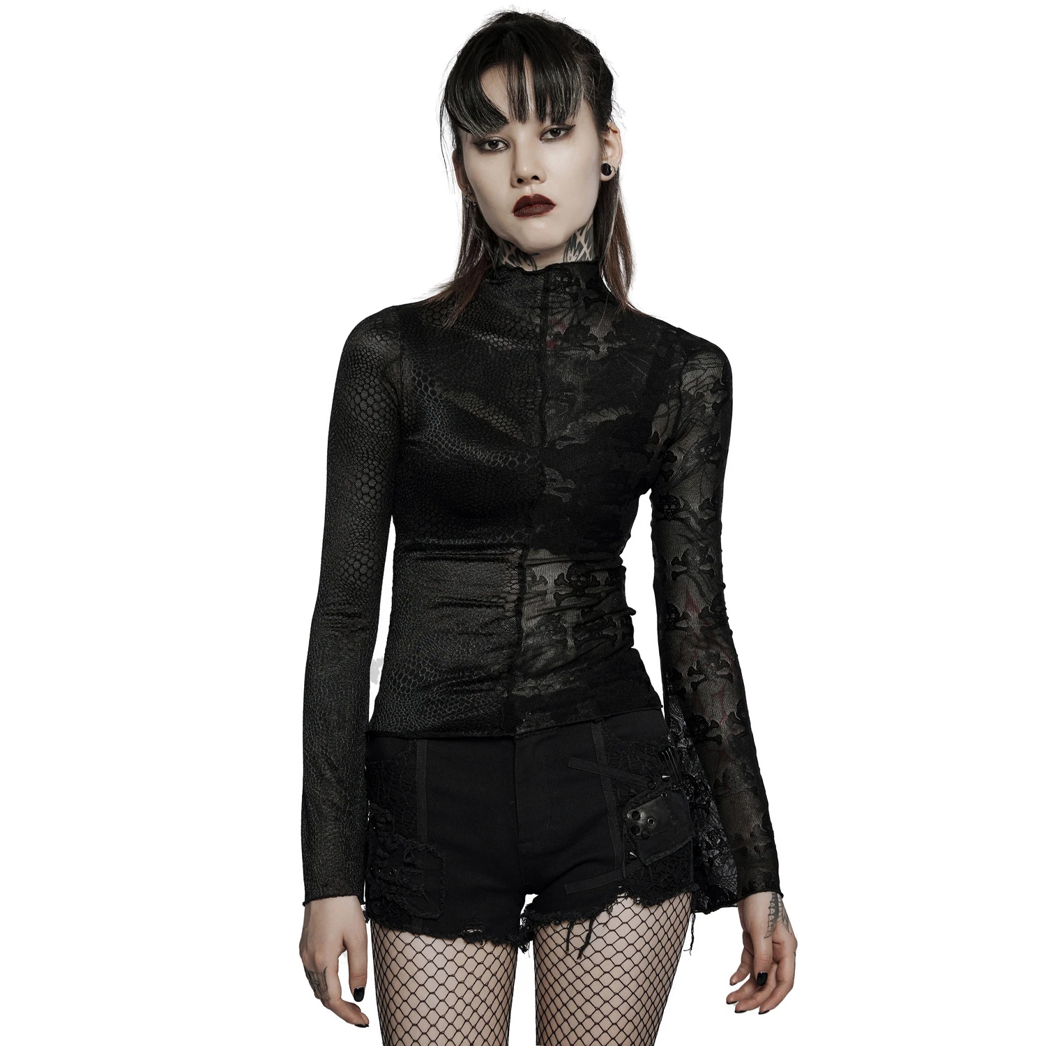 PUNK RAVE Top à Manches Longues 'Double Je' Noir 4 PUNK RAVE Top à Manches Longues 'Double Je' Noir – Image 2