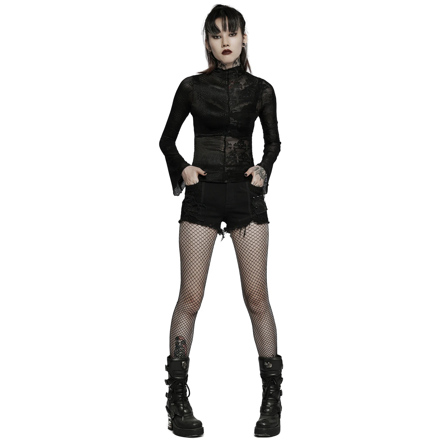 PUNK RAVE Top à Manches Longues 'Double Je' Noir 7 PUNK RAVE Top à Manches Longues 'Double Je' Noir – Image 5