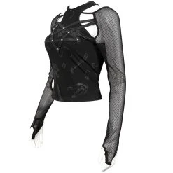 DEVIL FASHION Top à Manches Longues 'Draven' Noir -ALCHEMY GOTHIC shop top a manches longues draven noir 13