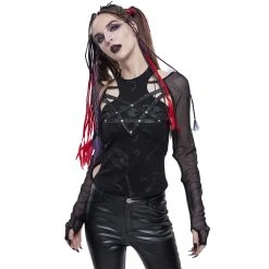 DEVIL FASHION Top à Manches Longues 'Draven' Noir -ALCHEMY GOTHIC shop top a manches longues draven noir 4