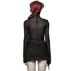 PUNK RAVE Top Asymétrique 'Laertes' Noir -ALCHEMY GOTHIC shop top asymetrique laertes noir 2