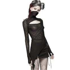 PUNK RAVE Top Asymétrique 'Laertes' Noir -ALCHEMY GOTHIC shop top asymetrique laertes noir 4