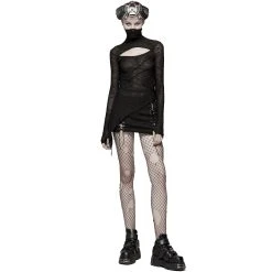 PUNK RAVE Top Asymétrique 'Laertes' Noir -ALCHEMY GOTHIC shop top asymetrique laertes noir 5