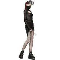 PUNK RAVE Top Asymétrique 'Laertes' Noir -ALCHEMY GOTHIC shop top asymetrique laertes noir 6