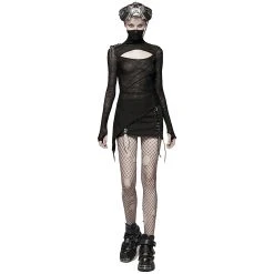 PUNK RAVE Top Asymétrique 'Laertes' Noir -ALCHEMY GOTHIC shop top asymetrique laertes noir 7