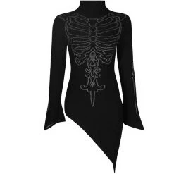 PUNK RAVE Top Asymétrique 'Rib Cage' Noir 30 PUNK RAVE Top Asymétrique 'Rib Cage' Noir -ALCHEMY GOTHIC shop top asymetrique rib cage noir 11