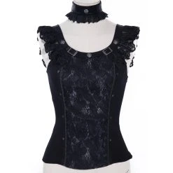Red Queen's Black Legion Top En Dentelle Noire 'Thyone'