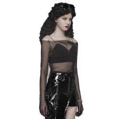 PUNK RAVE Top 'Enigma' En Résille Noire 15 PUNK RAVE Top 'Enigma' En Résille Noire -ALCHEMY GOTHIC shop top enigma en resille noire 3