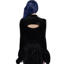 PUNK RAVE Top 'Ophelia' En Velours Noir -ALCHEMY GOTHIC shop top ophelia en velours noir 2