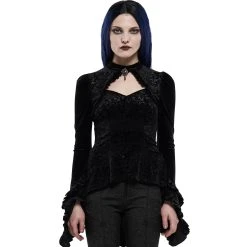 PUNK RAVE Top 'Ophelia' En Velours Noir -ALCHEMY GOTHIC shop top ophelia en velours noir 3