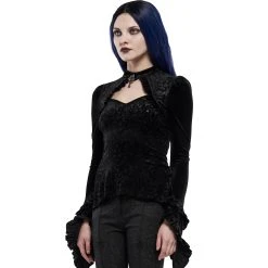 PUNK RAVE Top 'Ophelia' En Velours Noir -ALCHEMY GOTHIC shop top ophelia en velours noir 4