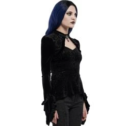 PUNK RAVE Top 'Ophelia' En Velours Noir -ALCHEMY GOTHIC shop top ophelia en velours noir 5