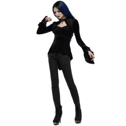 PUNK RAVE Top 'Ophelia' En Velours Noir -ALCHEMY GOTHIC shop top ophelia en velours noir 6