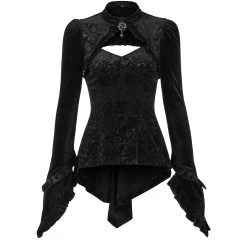 PUNK RAVE Top 'Ophelia' En Velours Noir -ALCHEMY GOTHIC shop top ophelia en velours noir 7