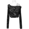 DEVIL FASHION Top 'Punk Hollow Out' Noir à Manches Longues 1 DEVIL FASHION Top 'Punk Hollow Out' Noir à Manches Longues -ALCHEMY GOTHIC shop top punk hollow out noir a manches longues