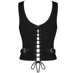 PUNK RAVE Top Sans Manches 'Poison' En Jacquart Noir -ALCHEMY GOTHIC shop top sans manches poison en jacquart noir 7